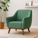 Ver imagem 2 de Poltrona Dekorien Paloma Linho Verde Sálvia Sala Base Madeira