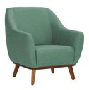 Ver imagem 3 de Poltrona Dekorien Paloma Linho Verde Sálvia Sala Base Madeira