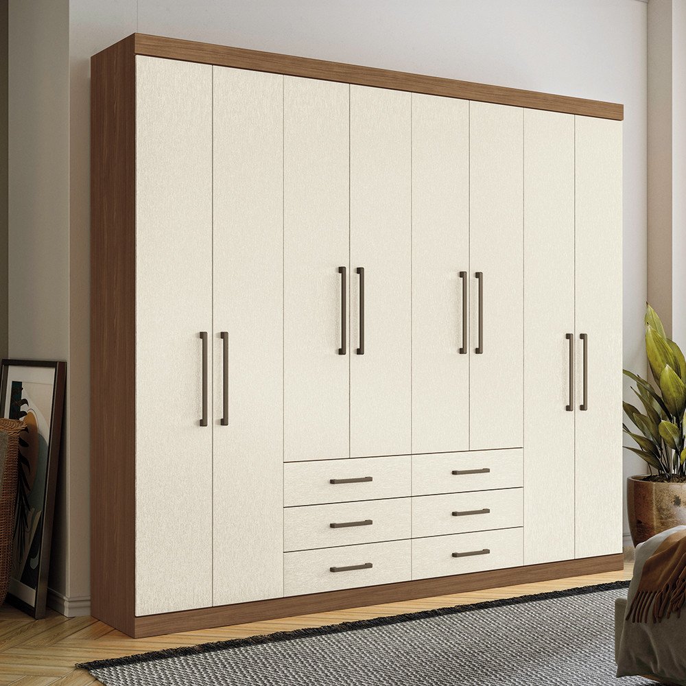 Guarda-roupa Casal 8 Portas 6 Gavetas 238,80cm Master Santos