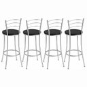 Ver imagem 7 de Kit 4 Banquetas Altas Cromadas com Assento Estofado e Encosto para Bancada Cozinha Cromado/Preto
