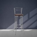 Ver imagem 6 de Kit 4 Banquetas Altas Cromadas com Assento Estofado e Encosto para Bancada Cozinha Cromado/Marrom