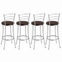 Ver imagem 7 de Kit 4 Banquetas Altas Cromadas com Assento Estofado e Encosto para Bancada Cozinha Cromado/Marrom