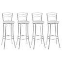 Ver imagem 2 de Kit 4 Banquetas Altas Cromadas com Assento Estofado e Encosto para Bancada Cozinha Cromado/Branco