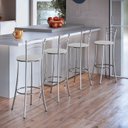 Ver imagem 5 de Kit 4 Banquetas Altas Cromadas com Assento Estofado e Encosto para Bancada Cozinha Cromado/Branco