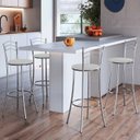 Ver imagem 4 de Kit 4 Banquetas Altas Cromadas com Assento Estofado e Encosto para Bancada Cozinha Cromado/Branco