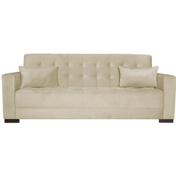 Sofá Cama 3 Lugares Jobim Linho - Doce Sonho Móveis SOFÁ CAMA SOFÁ 3 LUGARES Bege - 5