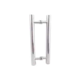 Puxador H duplo 40x30cm tubular redondo para porta de vidro e portão - Cromado