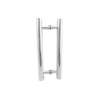 Puxador H duplo 40x30cm tubular redondo para porta de vidro e portão - Cromado - 1