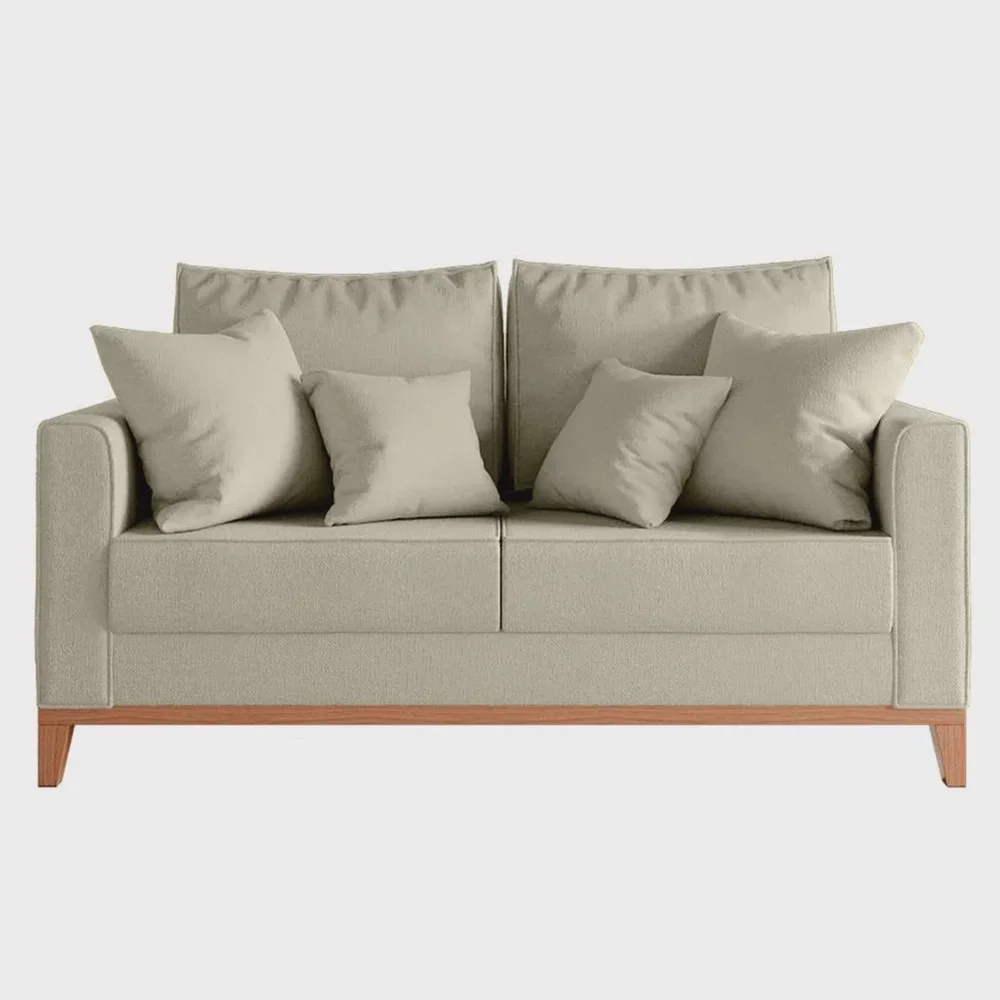 Sofá Beny 2 Lugares 140cm Base de Madeira Linho