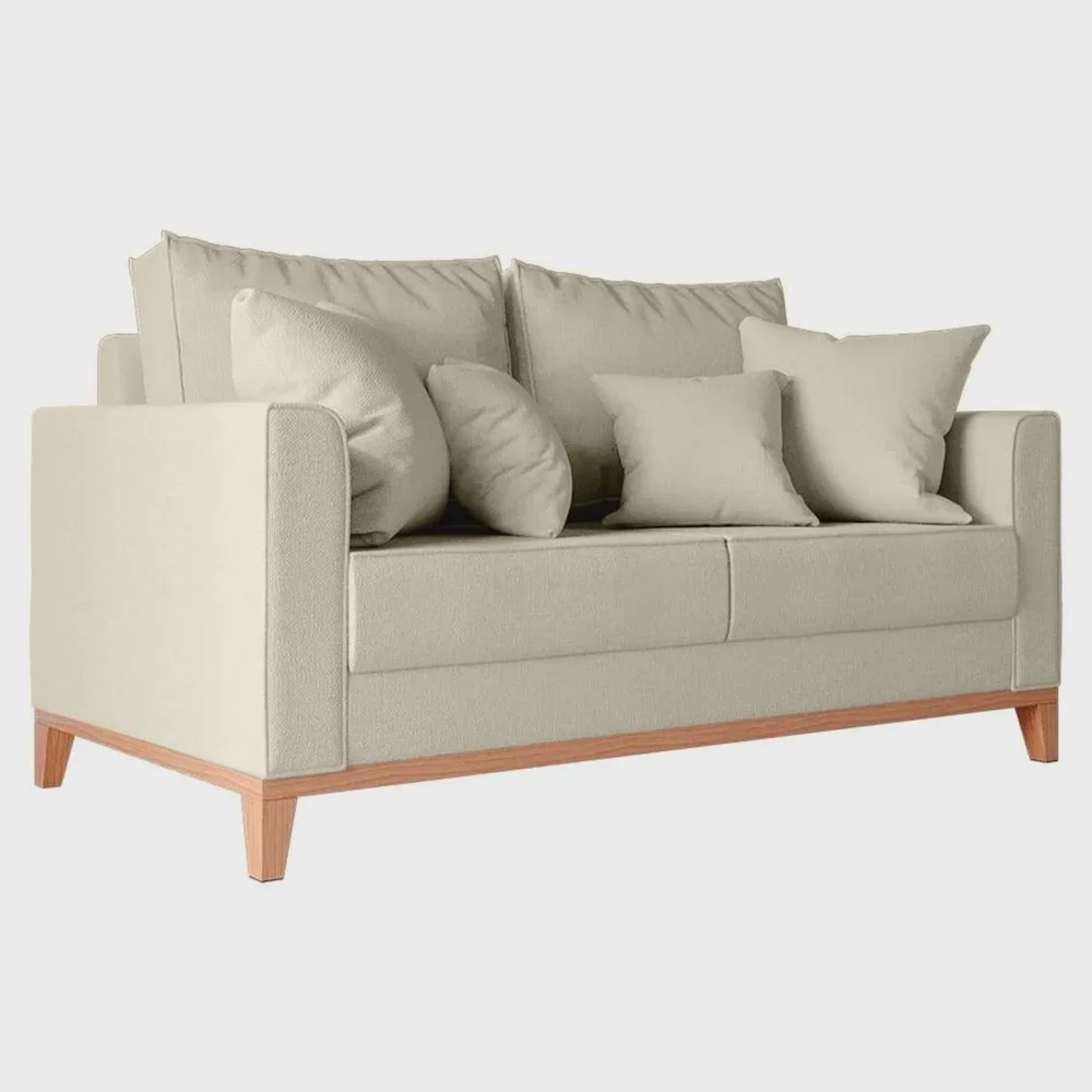 Ver imagem 2 de Sofá Beny 2 Lugares 140cm Base de Madeira Linho