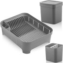 Ver imagem 1 de Kit Pia Cozinha Escorredor de Louça e Talheres Lixeira 2,5l Chumbo