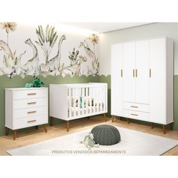 Quarto de bebê Completo com Guarda Roupa 4 portas 2 gavetas, Cômoda Sapateira 4 gavetas e 1 Porta e Berço Isis - 13