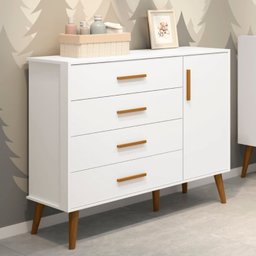 Quarto de bebê Completo com Guarda Roupa 4 portas 2 gavetas, Cômoda Sapateira 4 gavetas e 1 Porta e Berço Isis - 6