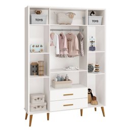 Quarto de bebê Completo com Guarda Roupa 4 portas 2 gavetas, Cômoda Sapateira 4 gavetas e 1 Porta e Berço Isis - 12