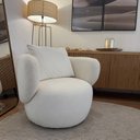 Ver imagem 1 de Poltrona Aro Giratória Bouclê 85cm 71cm X 91cm Branco Natural