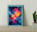 Ver imagem 1 de Quadro Decorativo Geo Vibrante + Vidro 33x25 Escritório Sala:azul