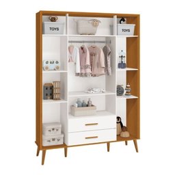 Quarto de bebê Completo com Guarda Roupa 4 portas 2 gavetas, Cômoda Sapateira 4 gavetas e 1 Porta e Berço Isis - 13