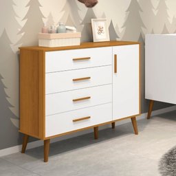 Quarto de bebê Completo com Guarda Roupa 4 portas 2 gavetas, Cômoda Sapateira 4 gavetas e 1 Porta e Berço Isis - 6