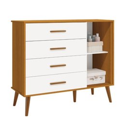 Quarto de bebê Completo com Guarda Roupa 4 portas 2 gavetas, Cômoda Sapateira 4 gavetas e 1 Porta e Berço Isis - 7