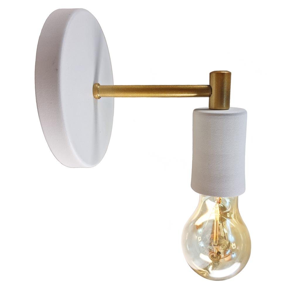 Luminária Arandela Parede Cama Mesa Branco Dourado Aluminío - 1