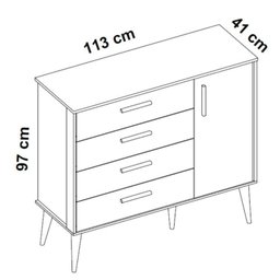 Quarto de bebê Completo com Guarda Roupa 4 portas 2 gavetas, Cômoda Sapateira 4 gavetas e 1 Porta e Berço Isis - 9