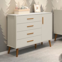 Quarto de bebê Completo com Guarda Roupa 4 portas 2 gavetas, Cômoda Sapateira 4 gavetas e 1 Porta e Berço Isis - 6