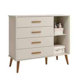 Quarto de bebê Completo com Guarda Roupa 4 portas 2 gavetas, Cômoda Sapateira 4 gavetas e 1 Porta e Berço Isis - 7