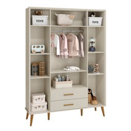 Quarto de bebê Completo com Guarda Roupa 4 portas 2 gavetas, Cômoda Sapateira 4 gavetas e 1 Porta e Berço Isis - 13
