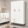 Quarto de Bebê Completo com Guarda Roupa 3 Portas 2 Gavetas, Cômoda 4 Gavetas e Berço Isis - 10