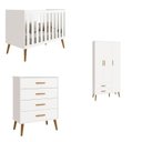 Ver imagem 2 de Quarto de Bebê Completo com Guarda Roupa 3 Portas 2 Gavetas, Cômoda 4 Gavetas e Berço Isis