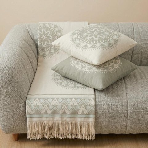 Kit Manta e Almofadas Decorativas para Sofá Many Verde Relva - Nexta Casa