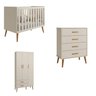 Quarto de Bebê Completo com Guarda Roupa 3 Portas 2 Gavetas, Cômoda 4 Gavetas e Berço Isis - 2