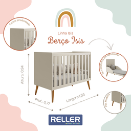 Quarto de Bebê Completo com Guarda Roupa 3 Portas 2 Gavetas, Cômoda 4 Gavetas e Berço Isis - 14 Quarto de Bebê Completo com Guarda Roupa 3 Portas 2 Gavetas, Cômoda 4 Gavetas e Berço Isis - 14