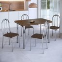 Ver imagem 1 de Conjunto Sala de Jantar Mesa com 4 Cadeiras Marrom/Cromado/Nogueira/Preto