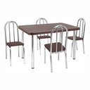 Ver imagem 2 de Conjunto Sala de Jantar Mesa com 4 Cadeiras Marrom/Cromado/Nogueira/Preto