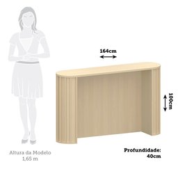 Bancada de Cozinha 164cm com Tampo para Ilha Canto Arredondado Aura Luciane Móveis - 3