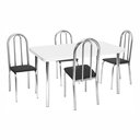 Ver imagem 2 de Conjunto Sala de Jantar Mesa com 4 Cadeiras Branco/Cromado/Preto