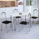 Ver imagem 1 de Conjunto Sala de Jantar Mesa com 4 Cadeiras Branco/Cromado/Preto