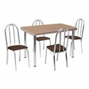 Ver imagem 2 de Conjunto Sala de Jantar Mesa com 4 Cadeiras Marrom/Cromado/Mel