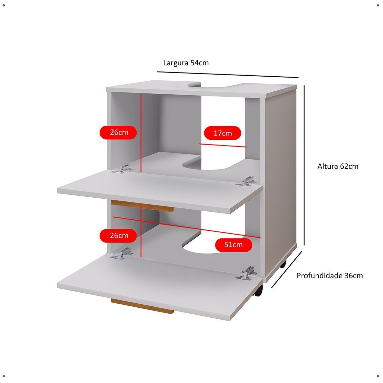 Gabinete de Banheiro Prime Armário para Pia de Coluna - 4