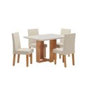 Ver imagem 4 de Conjunto Mesa de Jantar Retangular 120x90 Ville com 4 Cadeiras Venus e Buffet 4 Portas Eifel Bege/Mel/Off White