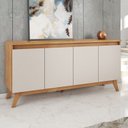 Ver mais imagens de Conjunto Mesa de Jantar Retangular 120x90 Ville com 4 Cadeiras Venus e Buffet 4 Portas Eifel Bege/Mel/Off White
