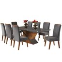 Ver imagem 4 de Conjunto Mesa de Jantar Retangular 200x90 Pipa com 8 Cadeiras Vegas e Buffet 4 Portas com Espelhos a Cinza/Mel/Grafite