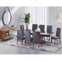 Ver imagem 1 de Conjunto Mesa de Jantar Retangular 200x90 Pipa com 8 Cadeiras Vegas e Buffet 4 Portas com Espelhos a Cinza/Mel/Grafite