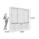 Ver imagem 4 de Guarda Roupa Casal Chicago 3 Portas 9 Gavetas S/Espelho Tcil Neve