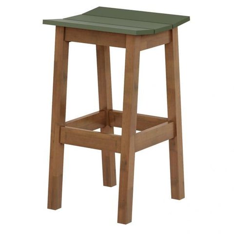 Banqueta Bento Assento Laca Verde Musgo com Base Pinhao 70 Cm - 51495