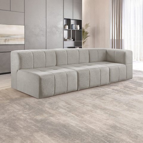 Sofá Modular 3 Lugares Bouclé Cinza