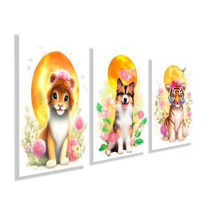 Kit Quadros Decorativos Infantil Animais Abstrato Kit128