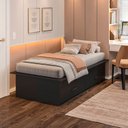Ver imagem 1 de Cama Solteiro Adulto com 2 Gavetas Deva Yescasa Preto