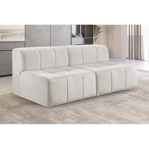 Sofá Modular 2 Lugares Bouclé Bege Sofá na Caixa 172cm